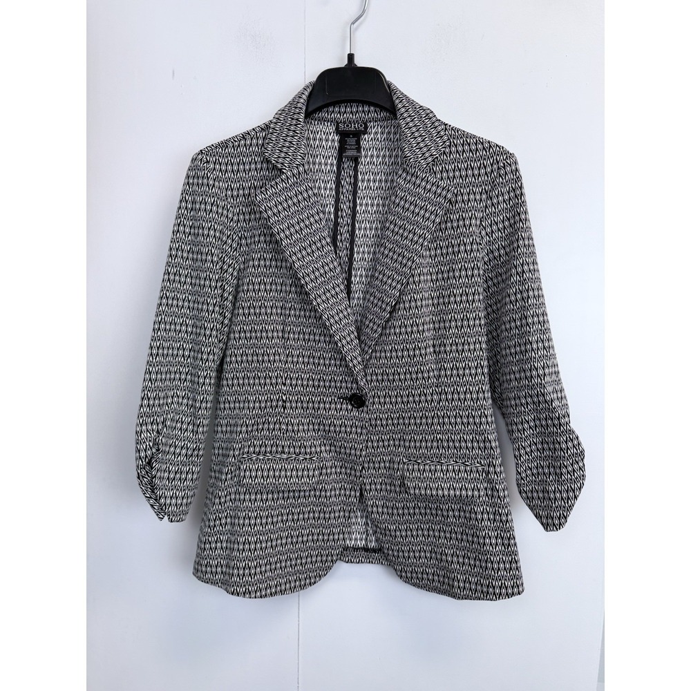 Soho Apparel ltd Women's‎ S Blazer Jacket Black/Cream Geometric Casual Career